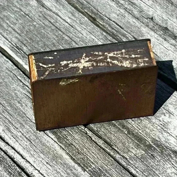 Antique Brass With Intact Wood Interior Matchbox, HTF Collectible - Picture 3 of 4